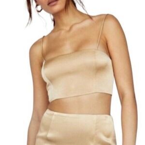 Free People Gold Fitted Camisole Crop Top